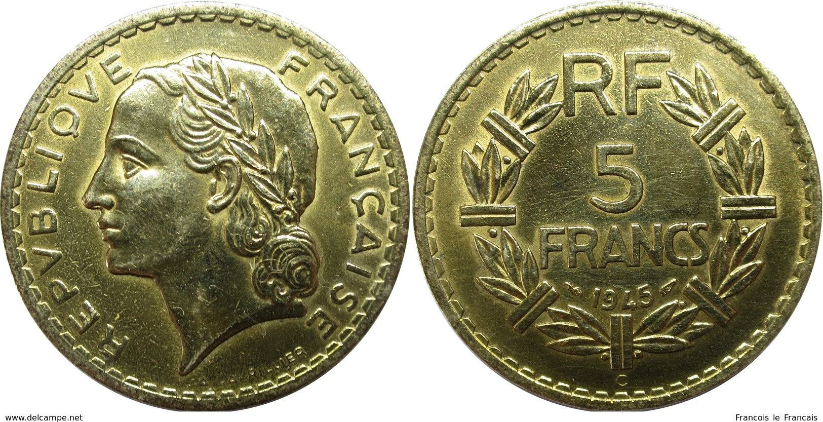 France - GPRF - 5 Francs 1945 C Lavrillier, Bronze-aluminium - Autres & Non Classés