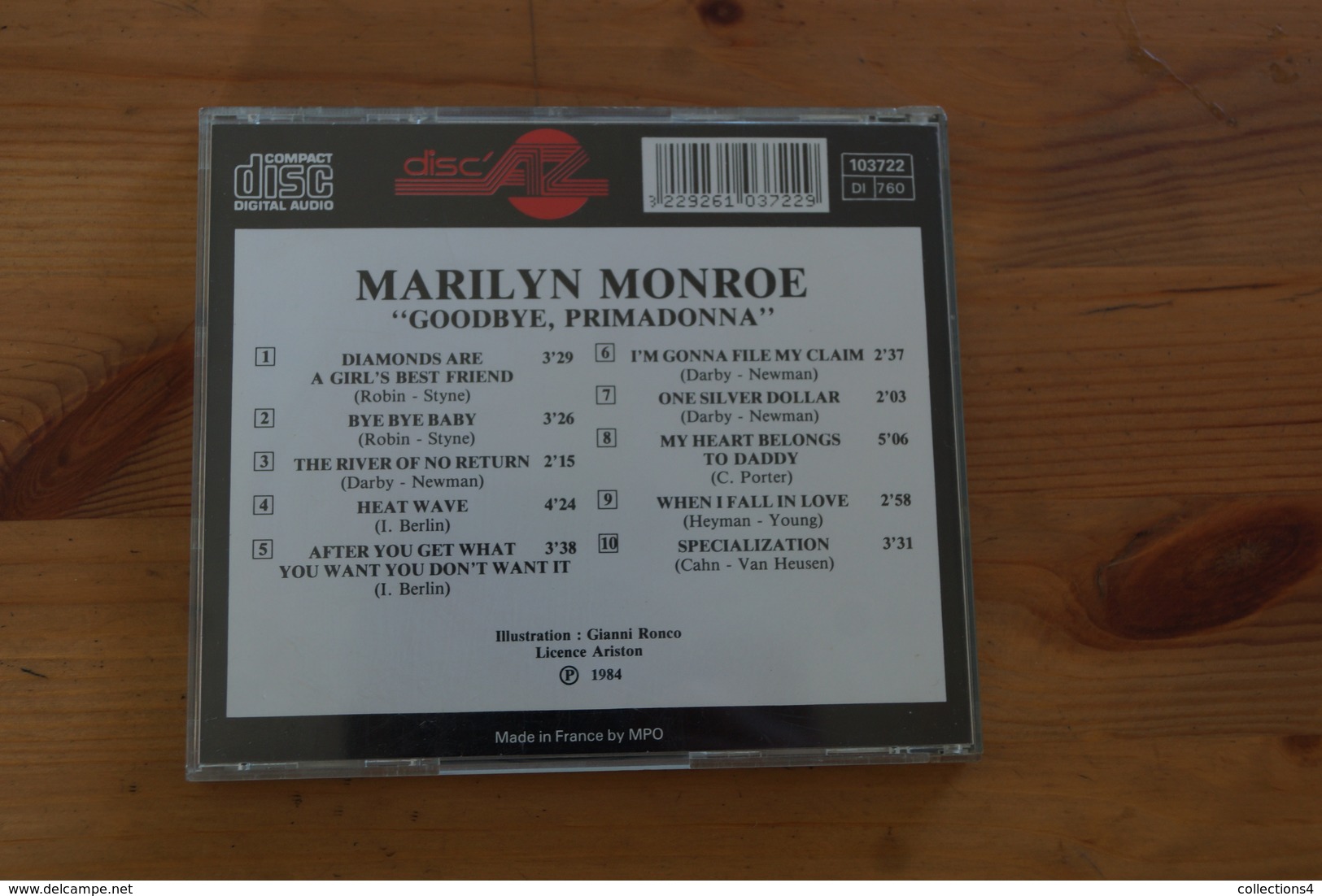 MARILYN MONROE GOODBYE PRIMADONNA CD DE 1984 - Musique De Films