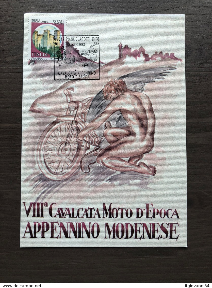 Cartolina Ufficiale VIII^ Cavalcata Moto D'Epoca Appennino Modenese Piandelagotti (MO) 21-6-1992 - Motociclismo