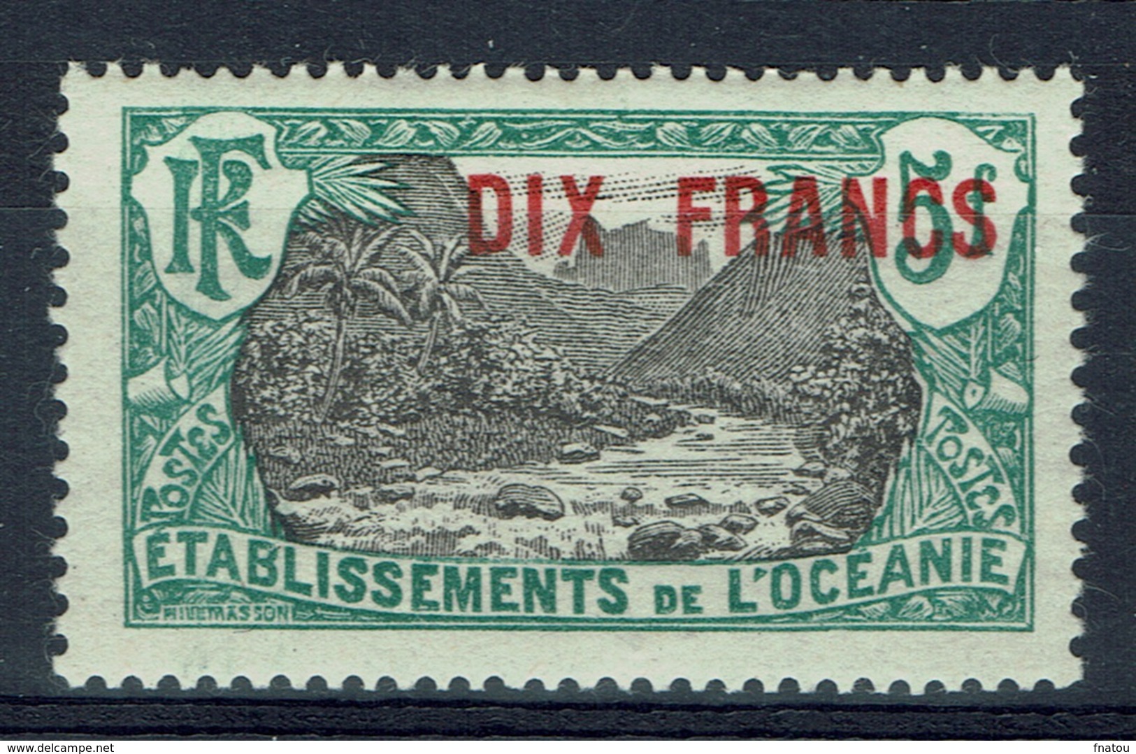 French Oceania, Fataoua Valley, Overprint DIX (ten) F./5f, 1926, MH VF - Nuovi