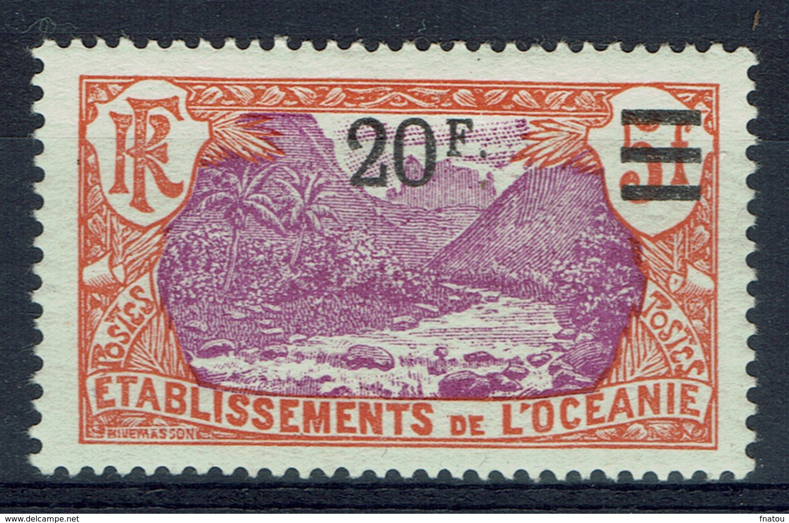 French Oceania, Fataoua Valley, Overprint 20f./5f, 1926, MH VF - Unused Stamps