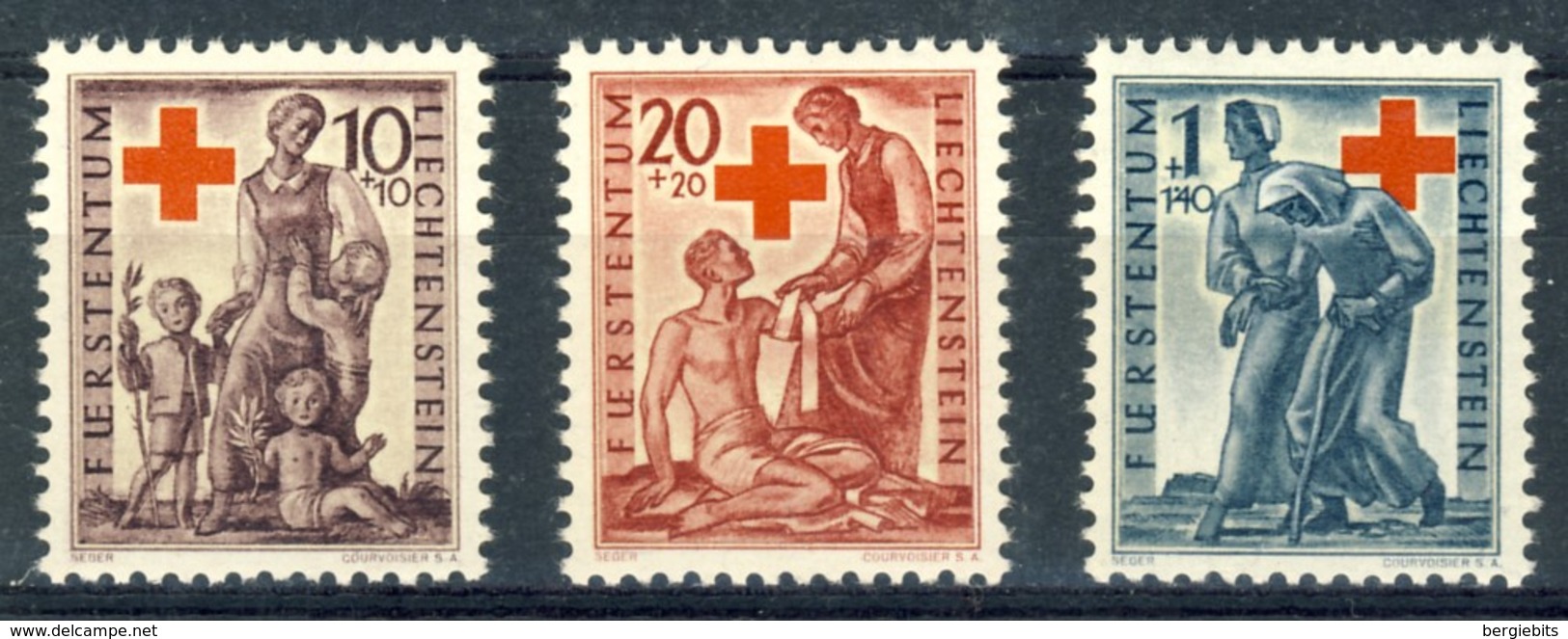 1945 Liechtenstein MNH OG Red Cross Complete Semipostal Set Of 3 Stamps - Unused Stamps