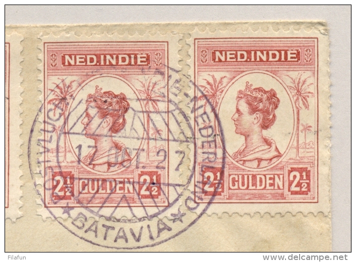 Nederlands Indië - 1927 - 4x 2,5 Gulden Wilhelmina Op R-Postduif-vlucht Van Batavia Naar Tilburg / NL - Nederlands-Indië