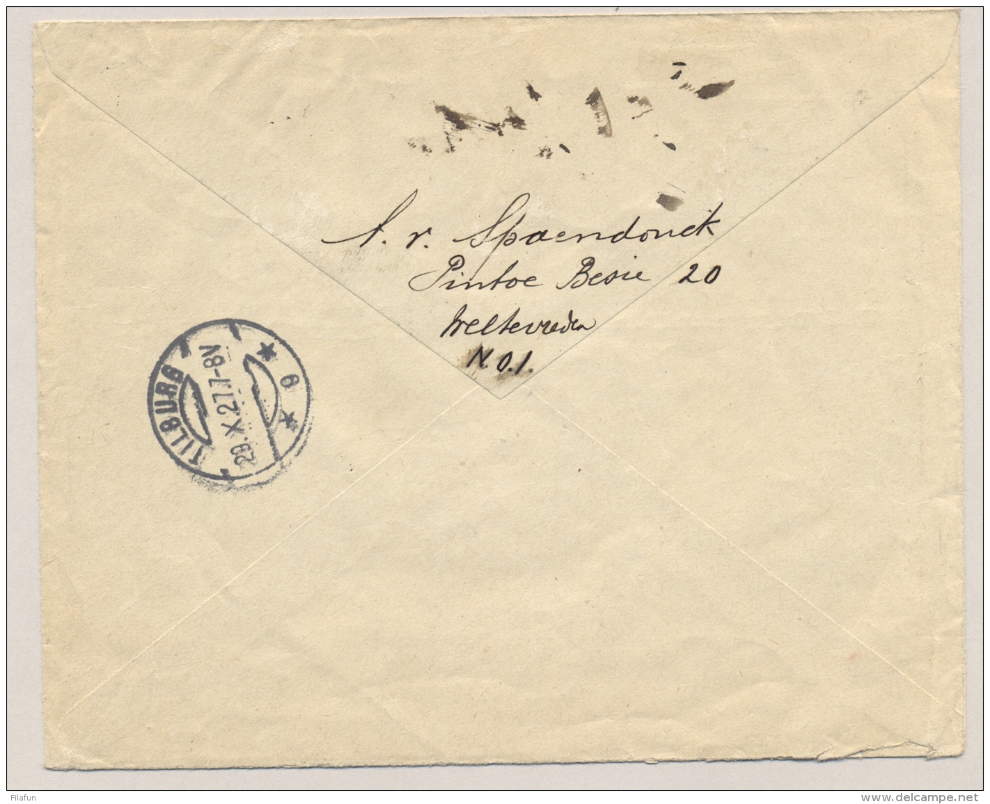 Nederlands Indië - 1927 - 4x 2,5 Gulden Wilhelmina Op R-Postduif-vlucht Van Batavia Naar Tilburg / NL - Nederlands-Indië
