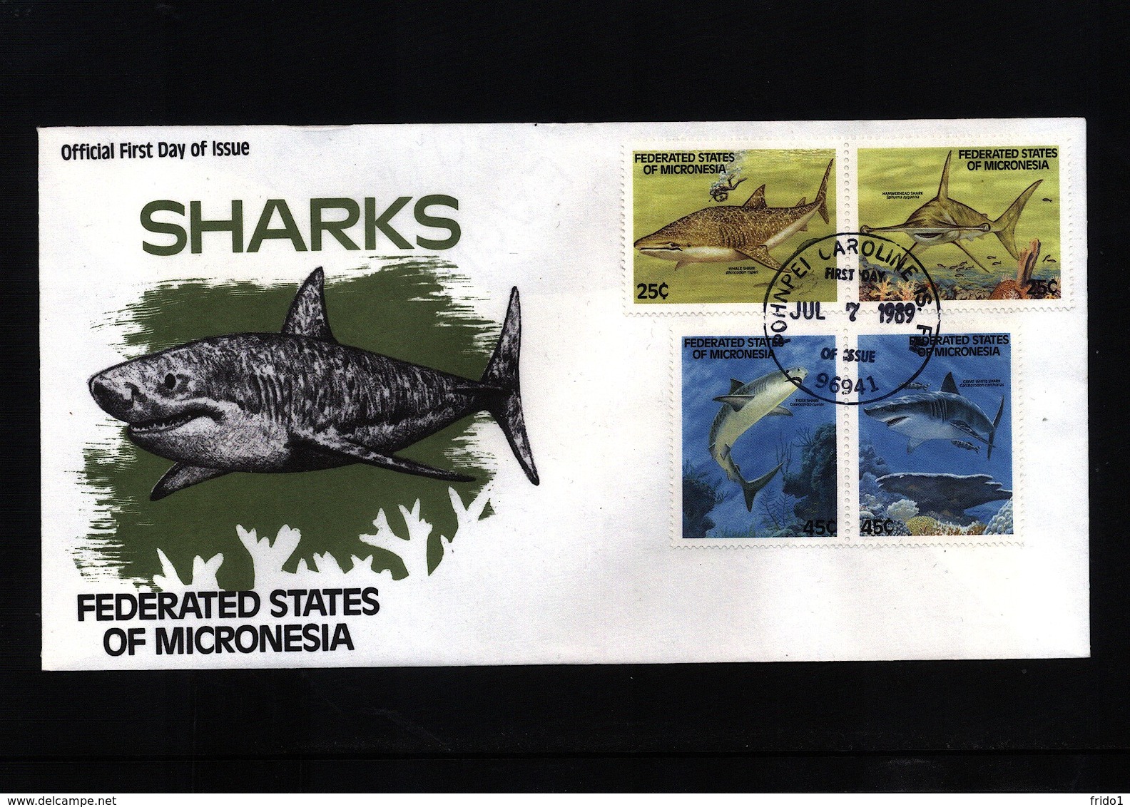 Micronesia 1989 Sharks FDC - Poissons