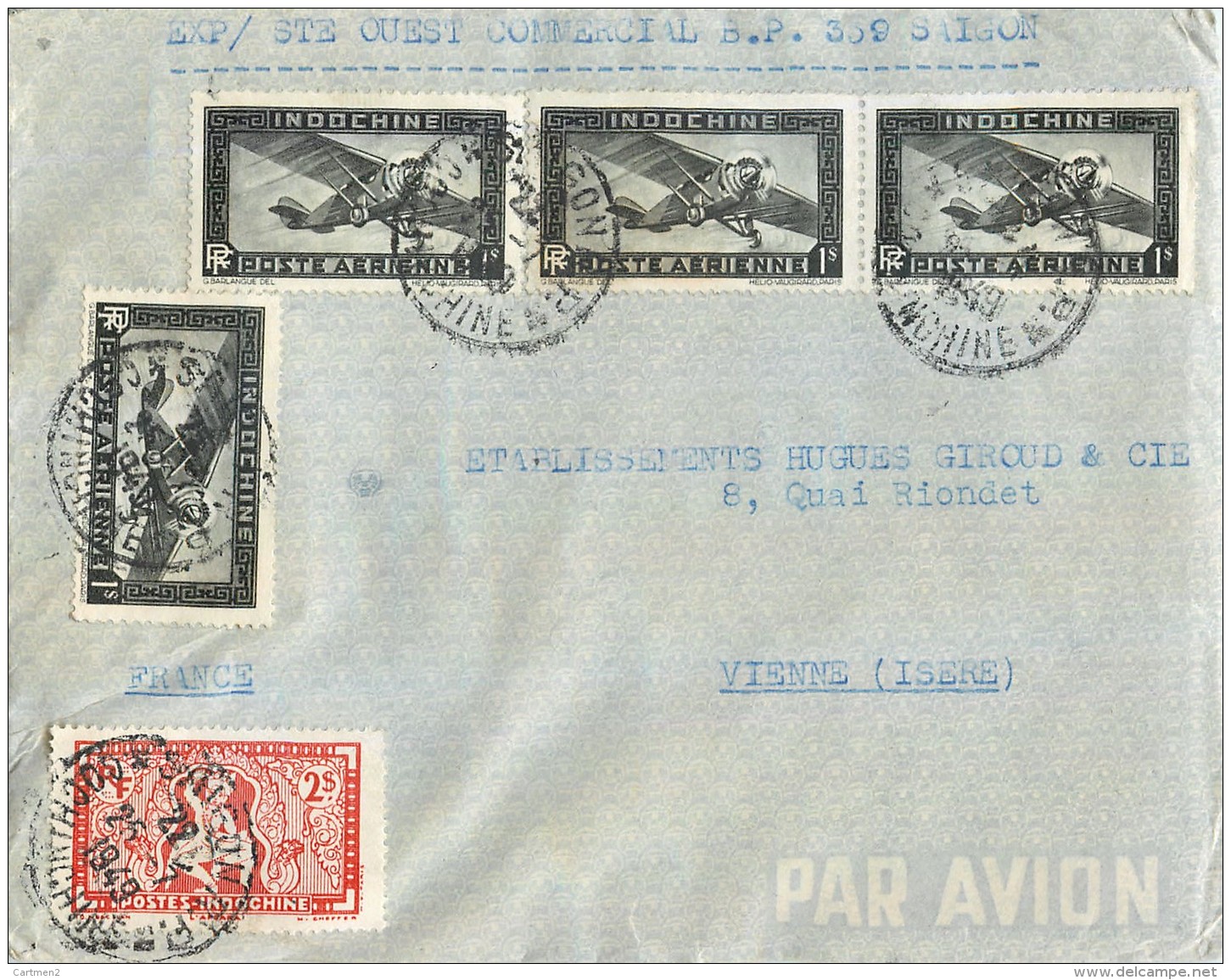 VIETNAM SAÏGON HAIPHONG LETTRE RECOMANDE REGISTERED LETTER STAMP INDOCHINE VIET-NAM - Covers & Documents