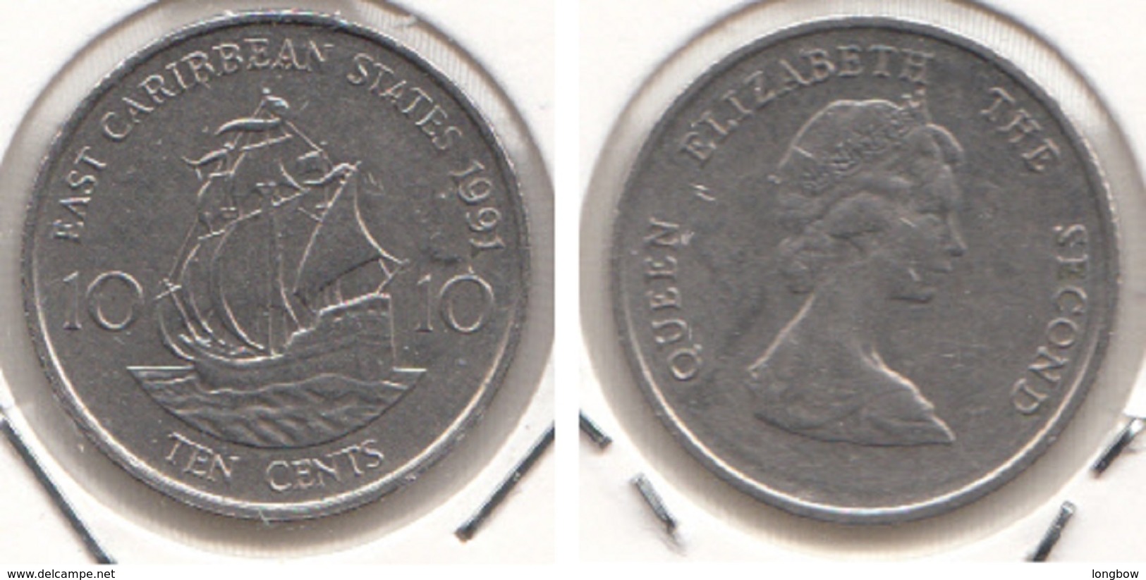 East Caribbean States 10 Cents 1991 Km#13 - Used - Caraibi Orientali (Stati Dei)