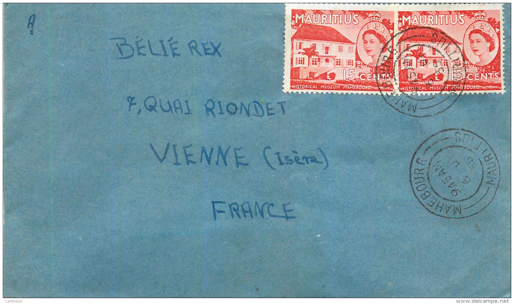 ILE MAURICE MAURITUS LETTRE TIMBRE LETTER STAMP - Maurice (1968-...)