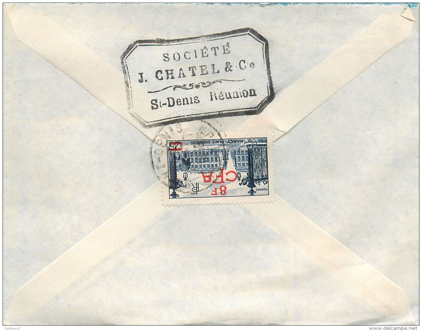 ILE DE LA REUNION SOCIETE J. CHATEL SAINT-DENIS LETTRE TIMBRE LETTER STAMP - Saint Denis