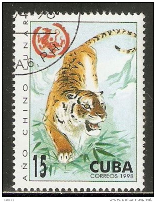 1998 Mi# 4100 Used - Year Of The Tiger - Big Cats (cats Of Prey)