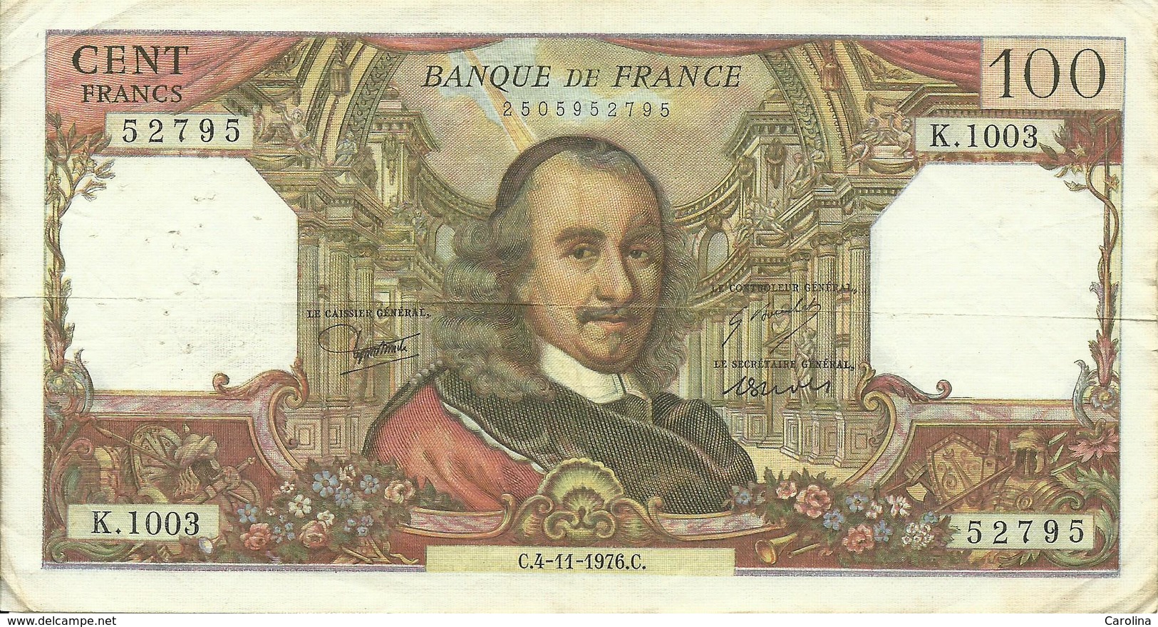 FRANCE - 100 FRANCS - 1976 - 52795 K.1003 - CIRCULÉ - VOIR PHOTOS E PRIS - 100 F 1964-1979 ''Corneille''