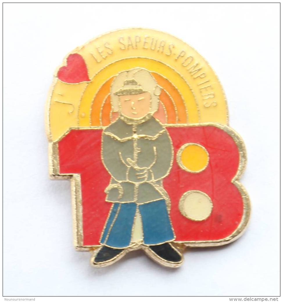 Pin's 18 - J'AIME LES SAPEURS POMPIERS - Le Pompier -  H129 - Brandweerman