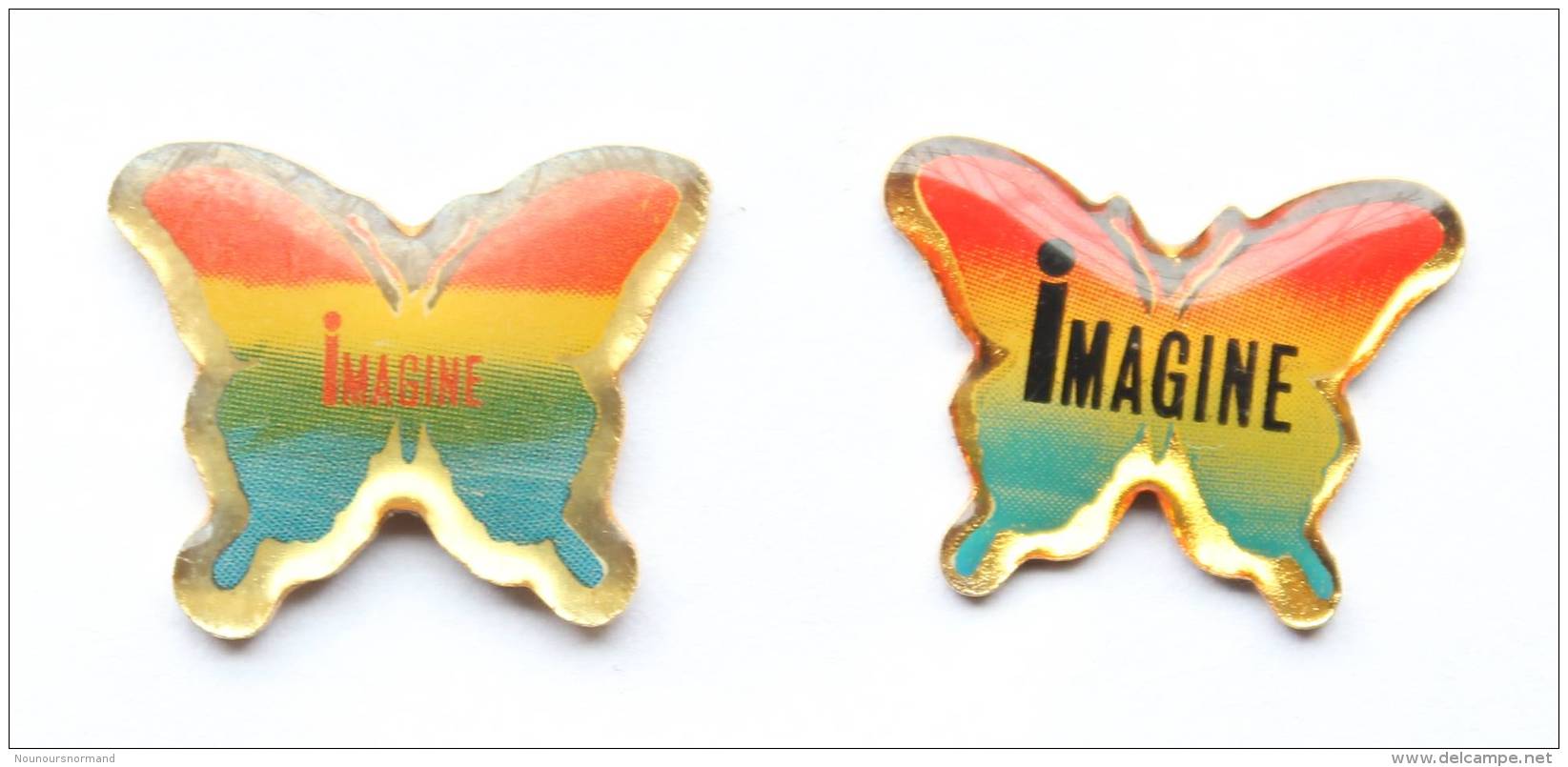 Lot De 2 Pin's Papillons Multicolores IMAGINE - H152 - Lots