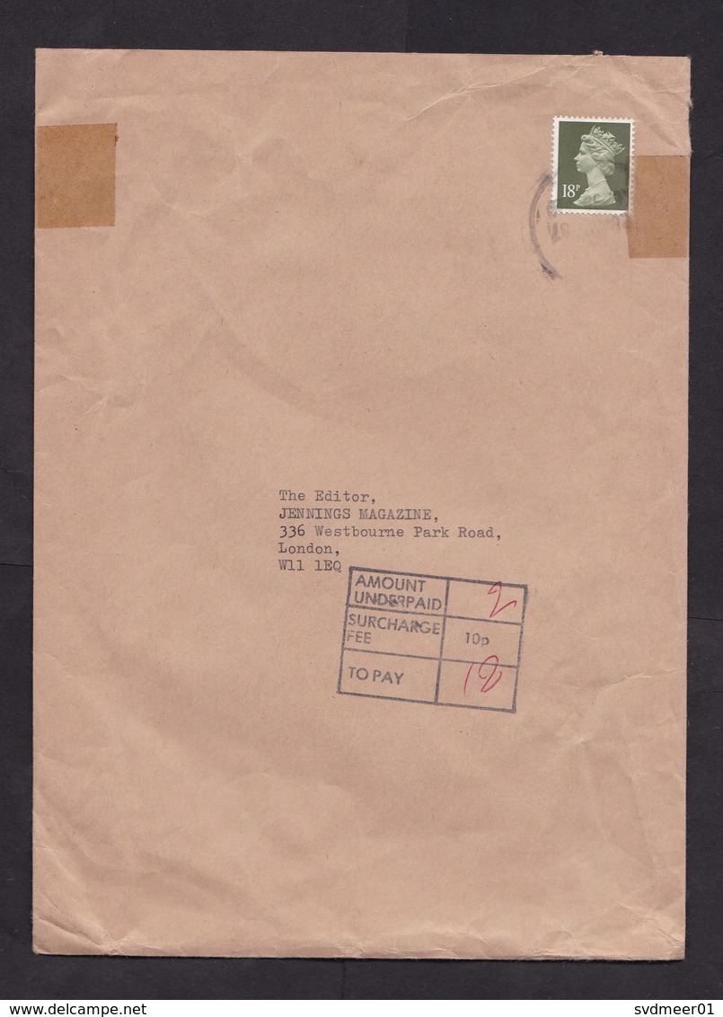 UK: Cover, 1987, 1 Stamp, Machin, Postage Due, Taxed, Underpaid (tape Over Stamp) - Brieven En Documenten