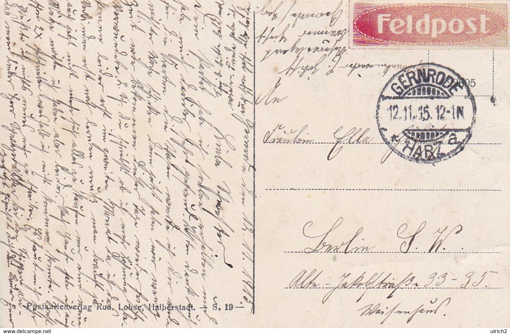 AK Gernrode A. Harz - Haus Hagental - Feldpost 1915 (34406) - Quedlinburg
