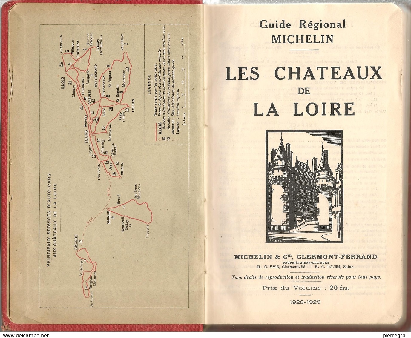 GUIDE-TOURISTIQUE-1928/29-MICHELIN-ROUGE-REGIONAL-CHATEAUX De La LOIRE-TBE Comme Neuf Rare /Envoi 500g - Michelin (guides)
