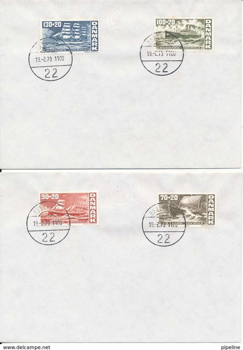 Denmark 2 Covers With Complete Set American Independence Bicentennial Copenhagen 19-2-1979 SHIPS - Covers & Documents