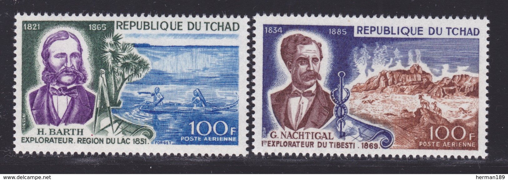 TCHAD AERIENS N°   53 & 54 ** MNH Neufs Sans Charnière, TB (D6997) Explorateur, Barth, Nachtigal - Chad (1960-...)