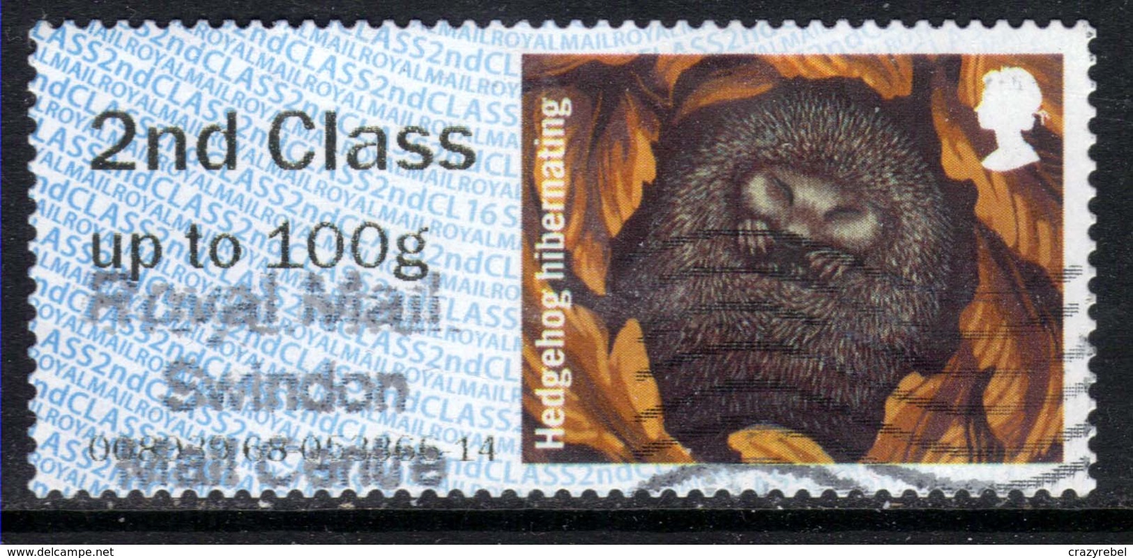 GB 2016 QE2 2nd Class  To 100 Gm Post & Go Hedgehog Hibenating ( 1353 ) - Post & Go (distributeurs)