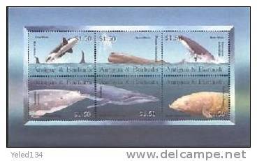 ANTIGUA & BARBUDA  2622 MINT NEVER HINGED MINI SHEET OF WHALES ; MARINE LIFE ; FAUNA & FLORA  ( - Vissen