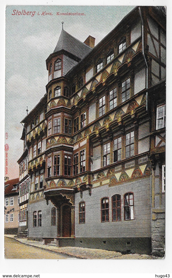 (RECTO / VERSO) STOLBERG EN 1909 - KONSISTORIUM -  BEAU CACHET ET TIMBRE - CPA VOYAGEE - Stolberg