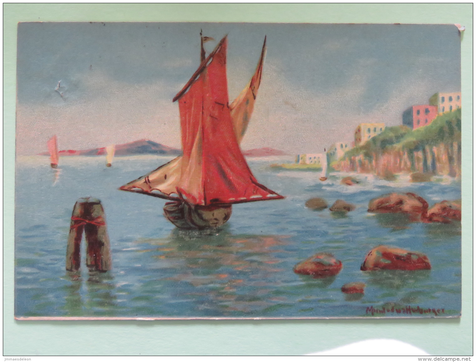 England 1906 Postcard ""sailing Boat - Italy"" Bedford To Blatchley England - Storia Postale