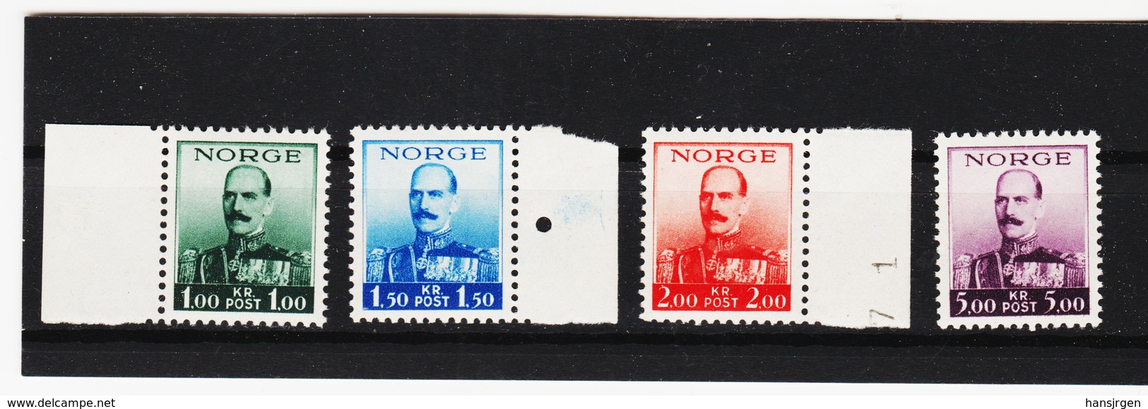 AUA1009  NORWEGEN 1937  MICHL 191/94 ** Postfrisch  ZÄHNUNG Siehe ABBILDUNG - Ungebraucht