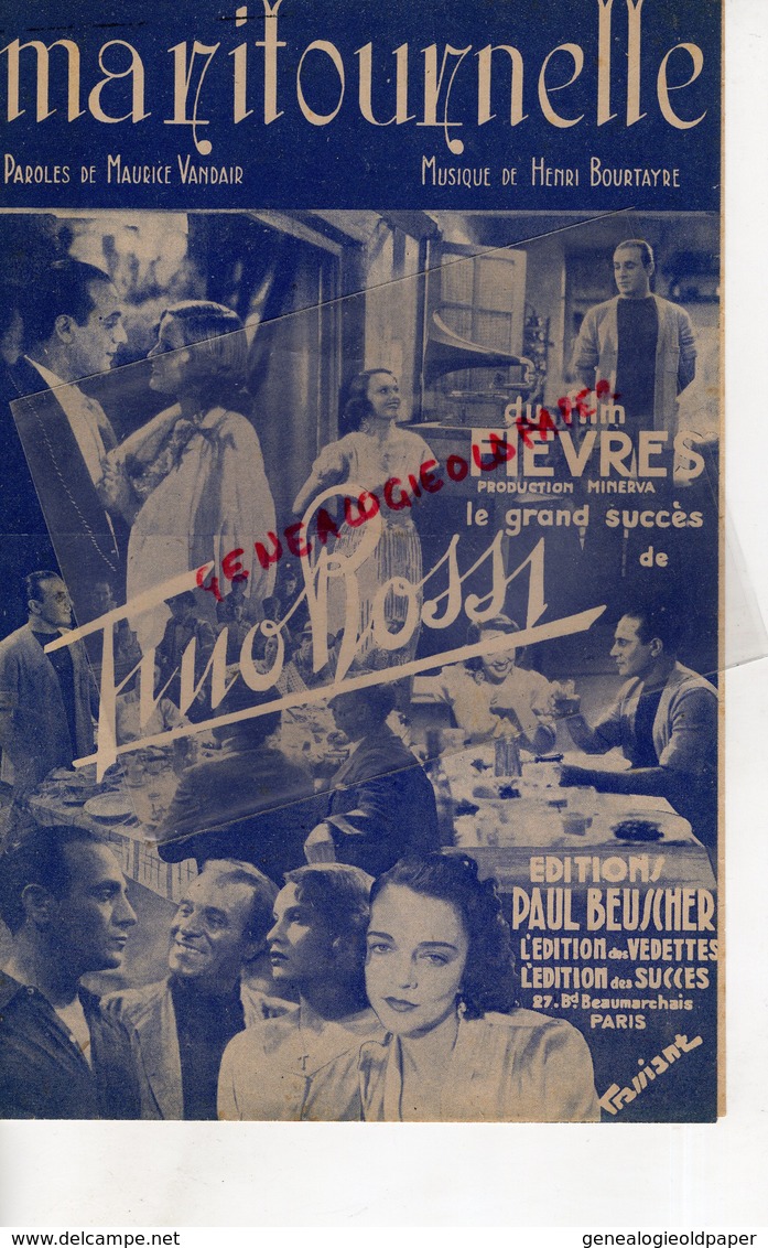 PARTITION MUSIQUE- MA RITOURNELLE-MAURICE VANDAIR-HENRI BOURTAYRE-FILM FIEVRES TINO ROSSI- BEUSCHER PARIS -LA LYRE 1943 - Noten & Partituren