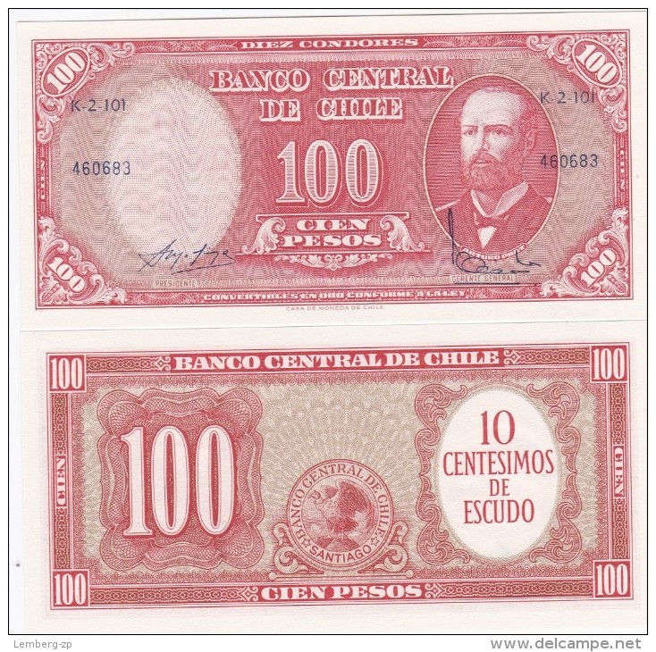 Chile - 10 Centimos On 100 Pesos 1960 Pick 127a UNC Lemberg-Zp - Chili