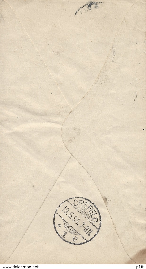 167d.The Postal Envelope Is 10 Kopecks. Passed Mail 1894 Moscow Krefeld Russian Empire. Germany - Briefe U. Dokumente