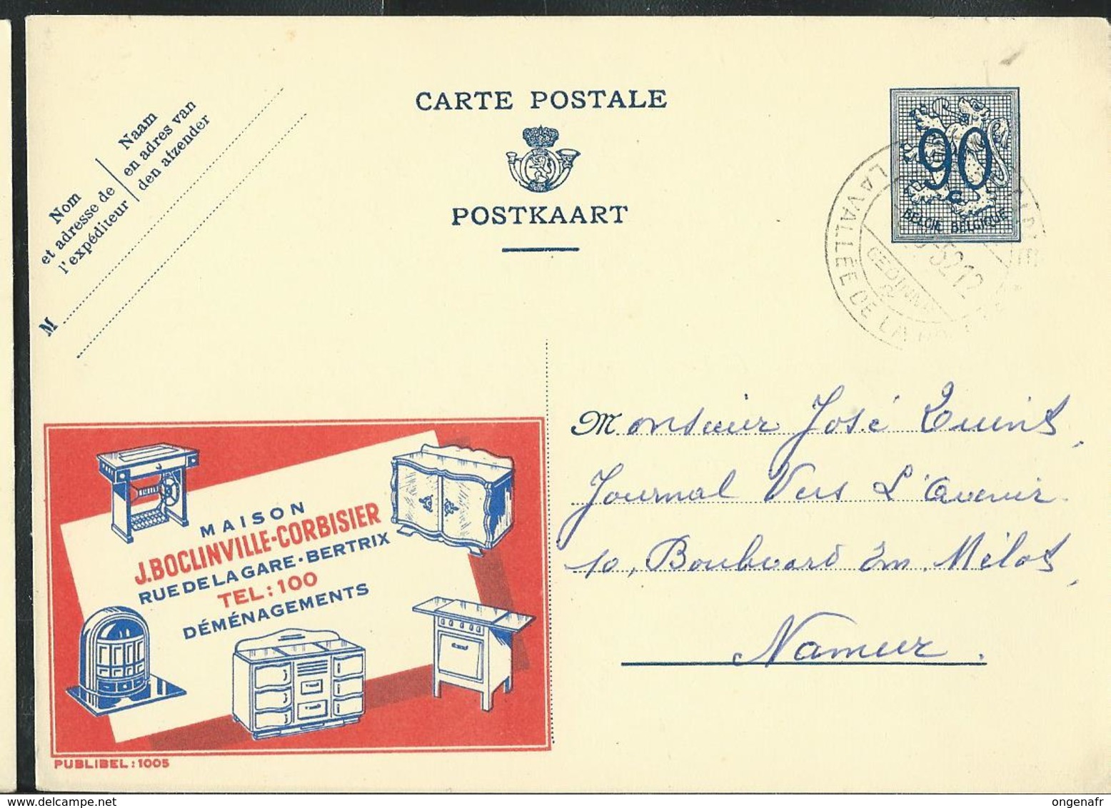 Publibel Obl. N° 1005 ( Maison Boclinville-Corbisier - Bertrix)  Obl. 1952 - Publibels