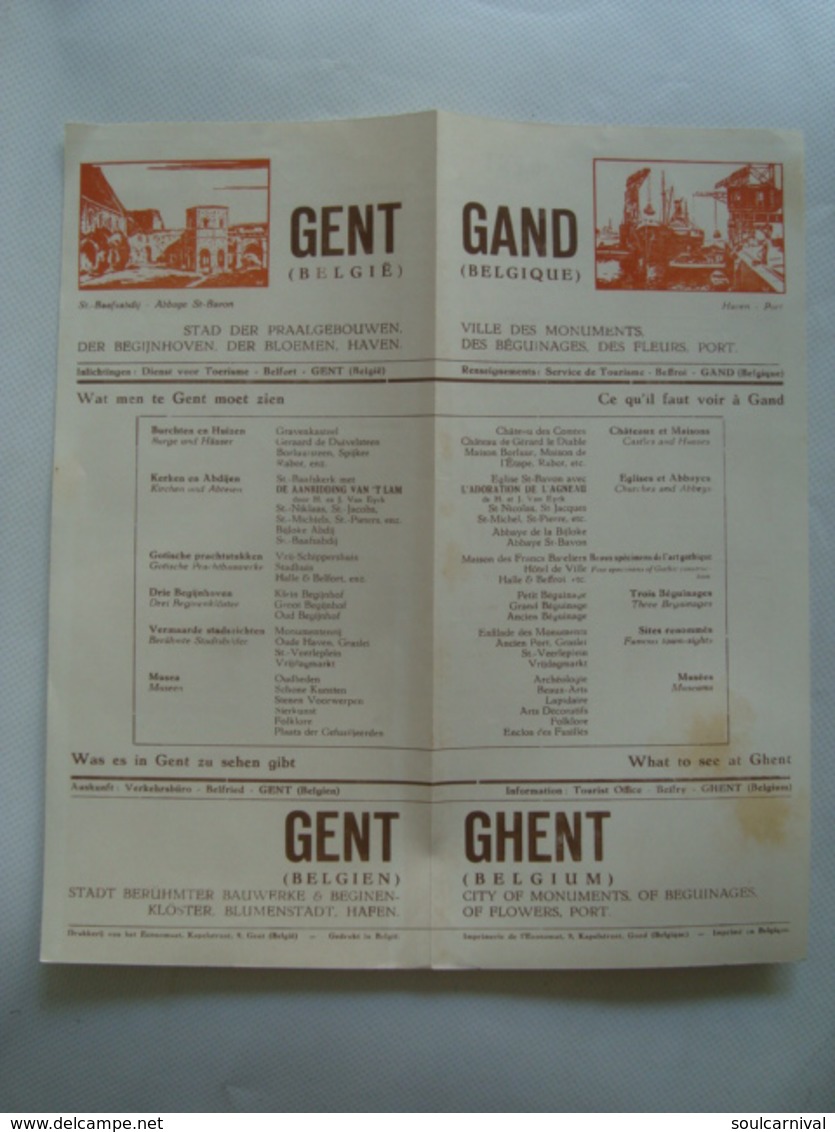 GHENT. CITY OF MONUMENTS, OF BEGUINAGES, OF FLOWERS, PORT / GANTD. VILLE DES MONUMENTS, DES BÉGUINAGES - GAND, GENT 1950 - Tourism Brochures