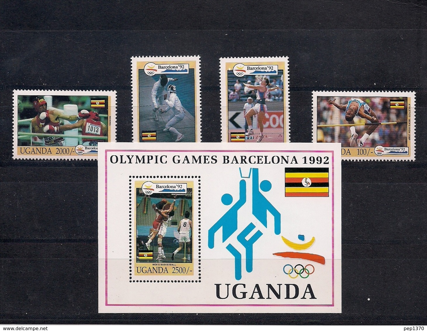 UGANDA 1992 OUGANDA - OLYMPICS BARCELONA 92 - YVERT Nº 921-24 + HB 159 - Jumping