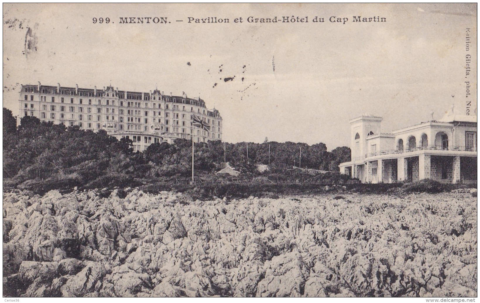 Menton Pavillon Et Grand Hôtel Du Cap Martin Circulée En 1911 - Menton