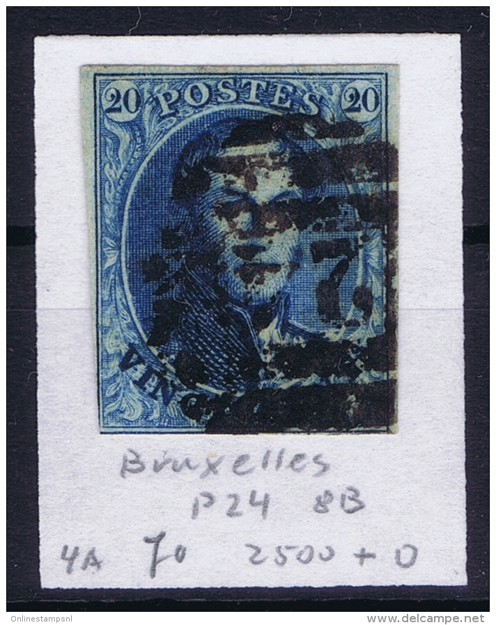 Belgium:  OBP Nr 4  Cancel 24 Bruxelles - 1849-1850 Médaillons (3/5)