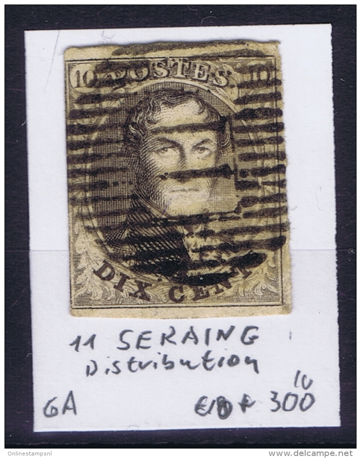 Belgium:  OBP Nr 6  Cancel 11 Seraing Distribution - 1851-1857 Medallones (6/8)