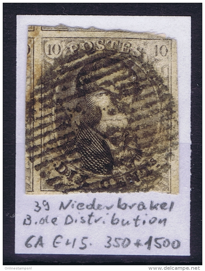 Belgium:  OBP Nr 6  Cancel 39  Nederbrakel Distribution - 1851-1857 Medaillen (6/8)