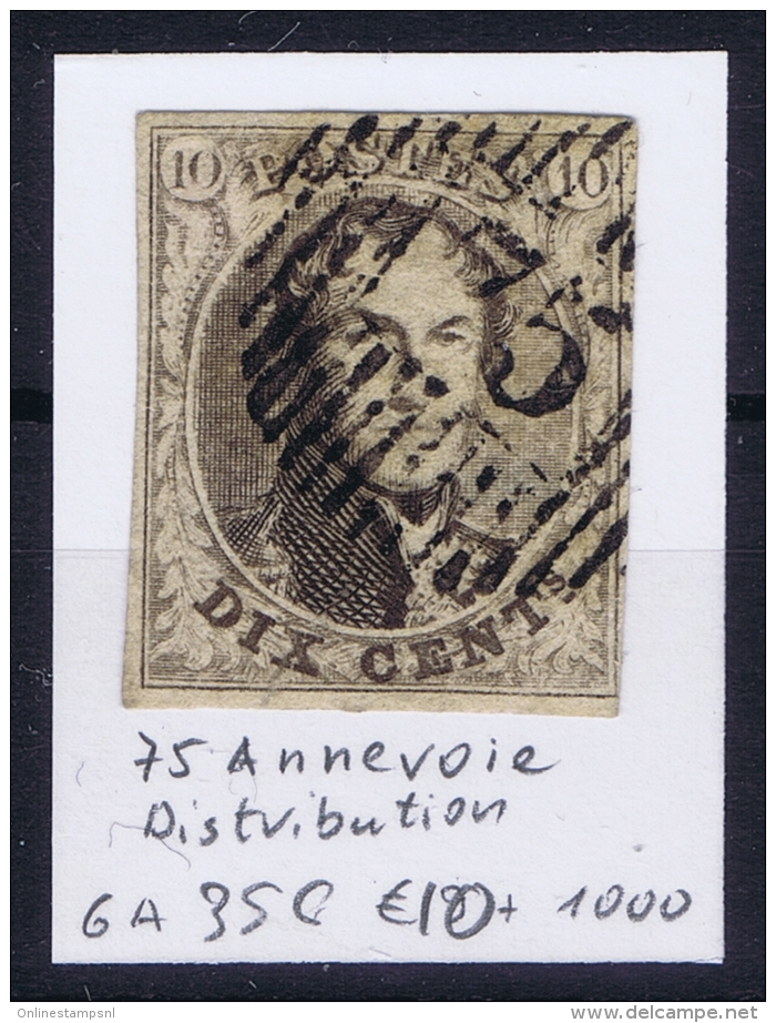 Belgium:  OBP Nr 6  Cancel 75 Annevoie Distribution - 1851-1857 Médaillons (6/8)