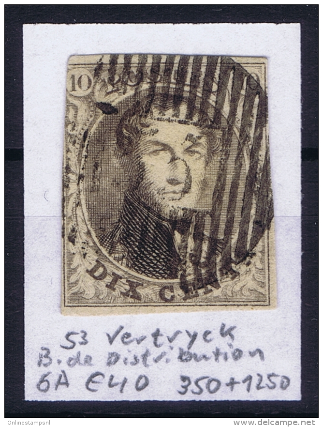 Belgium:  OBP Nr 6  Cancel 55 Waerschoot Distribution - 1851-1857 Medallions (6/8)