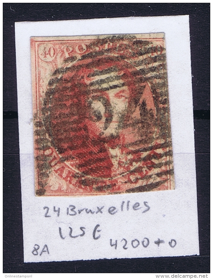 Belgium:  OBP Nr 8  Cancel 24 Bruxelles - 1851-1857 Medallones (6/8)