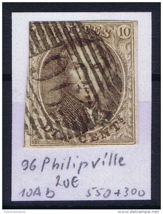 Belgium:  OBP Nr 10 Cancel  96 Phillippeville - 1858-1862 Medallions (9/12)