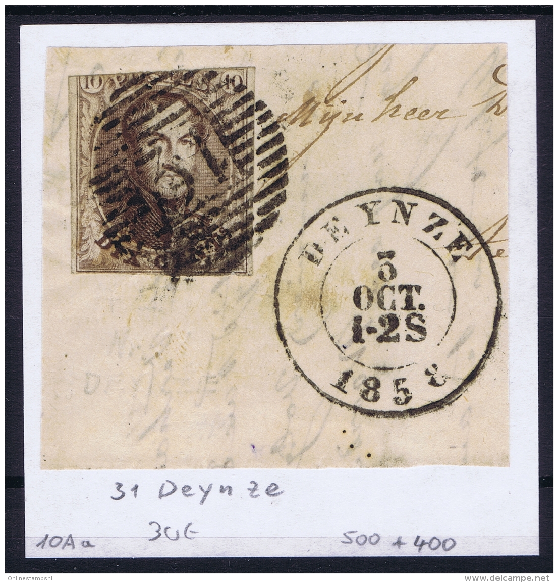 Belgium:  OBP Nr 10 Cancel  31 Deynze - 1858-1862 Medallions (9/12)