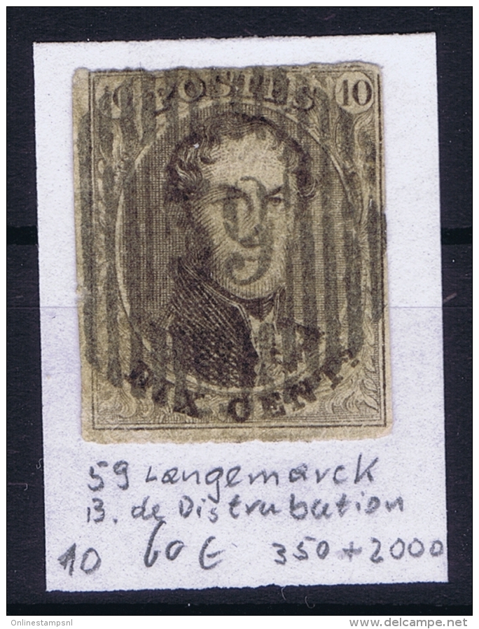 Belgium:  OBP Nr 10 Cancel  D 59 Langemack Distribution - 1858-1862 Medallones (9/12)