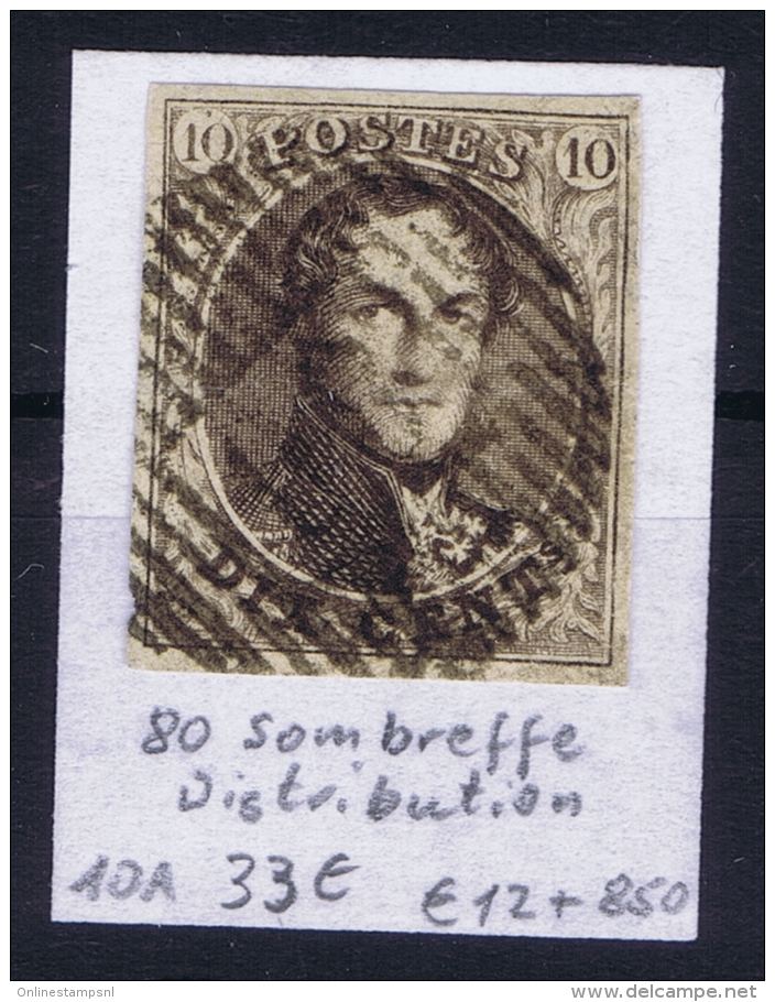 Belgium:  OBP Nr 10 Cancel  D 80 Sombreffe Distribution - 1858-1862 Medallions (9/12)