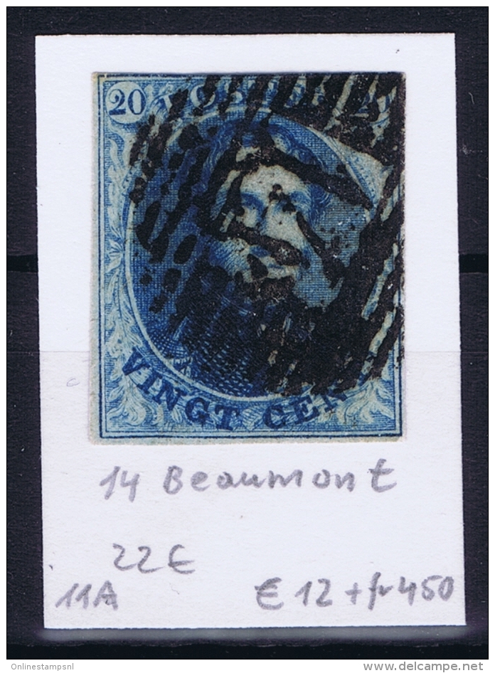 Belgium OBP Nr 11 Cancel Nr 14 Beaumont - 1858-1862 Medallions (9/12)