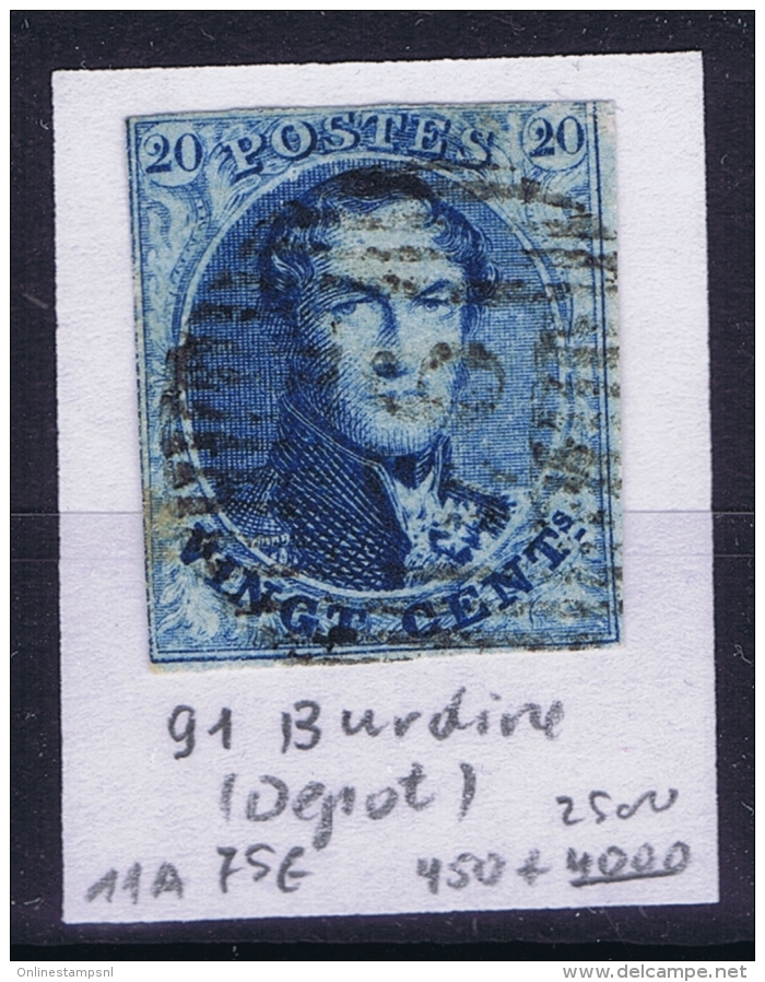 Belgium OBP Nr 11 Cancel Nr 91 Burdine Depot - 1858-1862 Medallions (9/12)