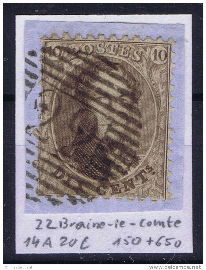 Belgium OBP Nr 14  Cancel  22 Braine-le-Compte - 1863-1864 Médaillons (13/16)