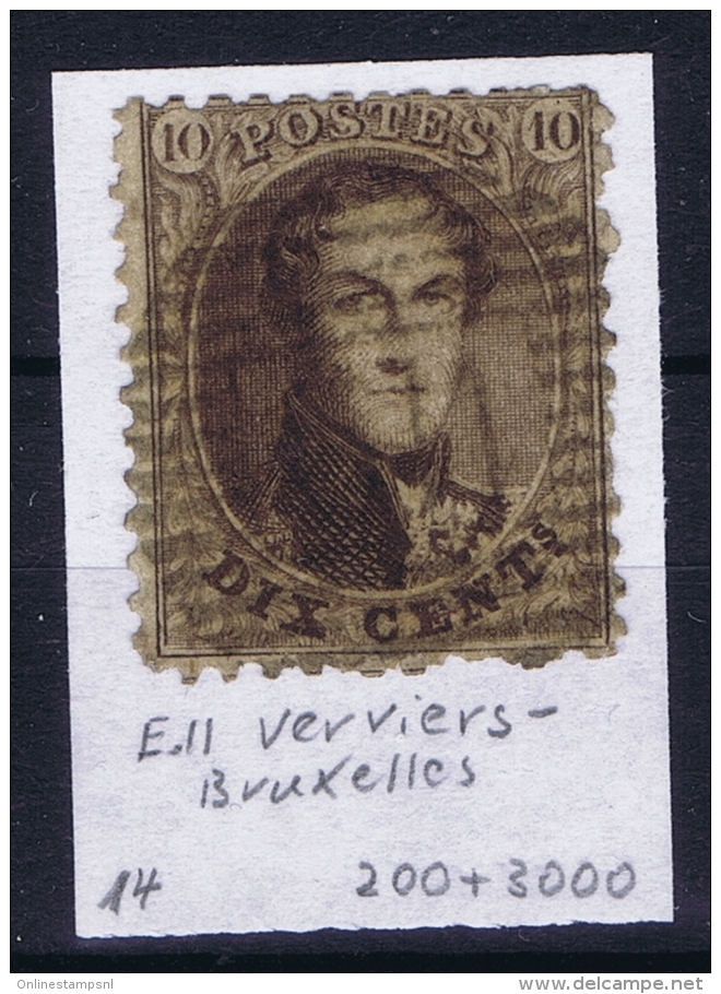 Belgium OBP Nr 14  Cancel  E.II Verviers - Bruxelles - 1863-1864 Medallions (13/16)