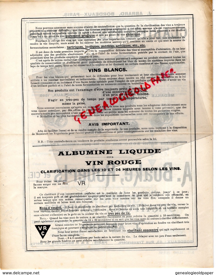 33- BORDEAUX- 75-PARIS- CATALOGUE A. BOAKE ROBERTS- CHIMISTES -STRATFORD LONDRES- J. ABRARD- CHIMIE CHIMISTE 1895 - Ambachten