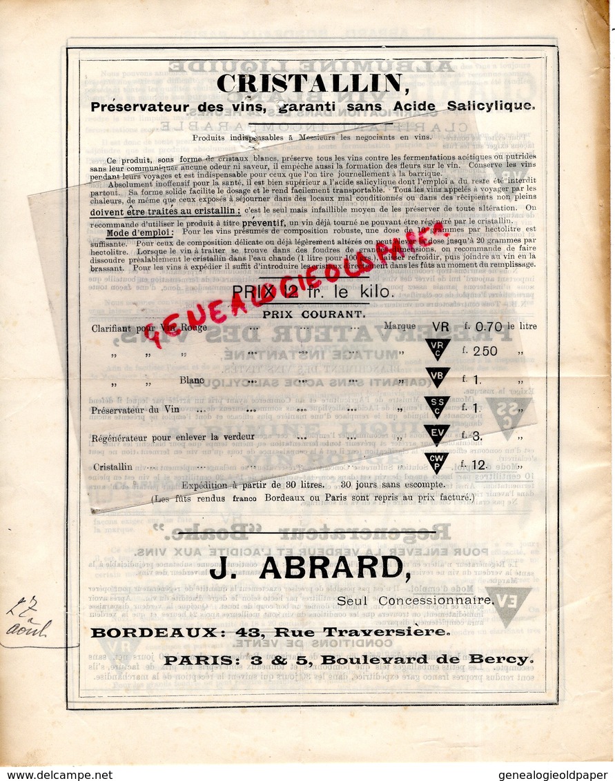 33- BORDEAUX- 75-PARIS- CATALOGUE A. BOAKE ROBERTS- CHIMISTES -STRATFORD LONDRES- J. ABRARD- CHIMIE CHIMISTE 1895 - Straßenhandel Und Kleingewerbe